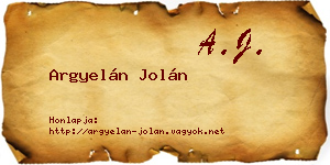 Argyelán Jolán névjegykártya