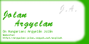 jolan argyelan business card