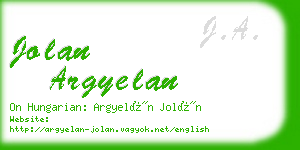 jolan argyelan business card